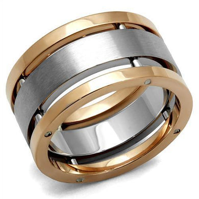 TK2402 - Two-Tone IP Rose Gold Stainless Steel Ring with No Stone