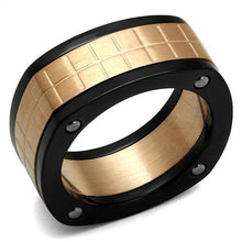 Load image into Gallery viewer, TK2406 - Three Tone (IP Rose Gold &amp; IP Black &amp; High Polished) Stainless Steel Ring with No Stone