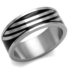 Load image into Gallery viewer, TK2411 - High polished (no plating) Stainless Steel Ring with Epoxy  in Jet