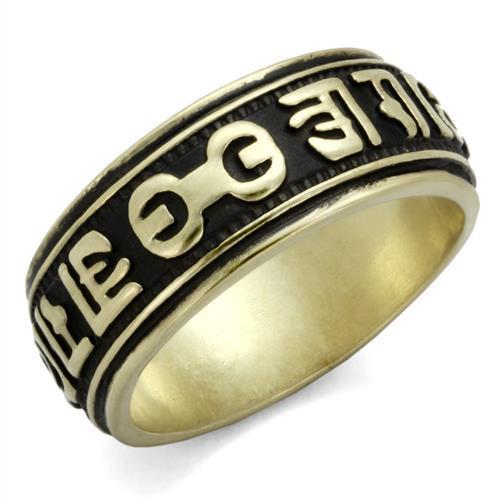 TK2471 - IP Antique Copper Stainless Steel Ring with Epoxy  in Jet