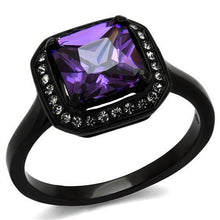 Load image into Gallery viewer, TK2487 - IP Black(Ion Plating) Stainless Steel Ring with AAA Grade CZ  in Amethyst