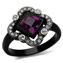 Load image into Gallery viewer, TK2489 - Two-Tone IP Black Stainless Steel Ring with Top Grade Crystal  in Fuchsia
