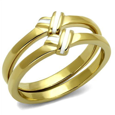 TK2494 - IP Gold(Ion Plating) Stainless Steel Ring with Epoxy  in White