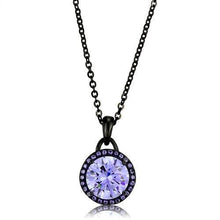 Load image into Gallery viewer, TK2525 - IP Black(Ion Plating) Stainless Steel Chain Pendant with AAA Grade CZ  in Light Amethyst