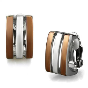 TK2542 - Two Tone IP Light Brown (IP Light coffee) Stainless Steel Earrings with No Stone