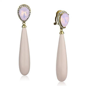 TK2543 - IP Gold(Ion Plating) Stainless Steel Earrings with Top Grade Crystal  in Light Rose