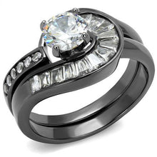 Load image into Gallery viewer, TK2546 - IP Light Black  (IP Gun) Stainless Steel Ring with AAA Grade CZ  in Clear