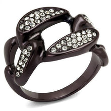 Load image into Gallery viewer, TK2558 - IP Dark Brown (IP coffee) Stainless Steel Ring with Top Grade Crystal  in Clear