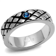 Load image into Gallery viewer, TK2565 - High polished (no plating) Stainless Steel Ring with Top Grade Crystal  in Sea Blue