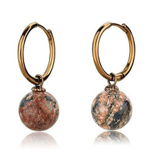 Load image into Gallery viewer, TK2572 - IP Coffee light Stainless Steel Earrings with Semi-Precious Leopard Stone in Multi Color