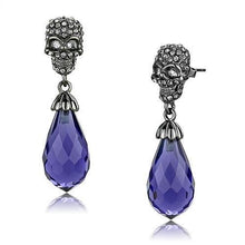 Load image into Gallery viewer, TK2574 - IP Light Black  (IP Gun) Stainless Steel Earrings with Synthetic Synthetic Glass in Tanzanite