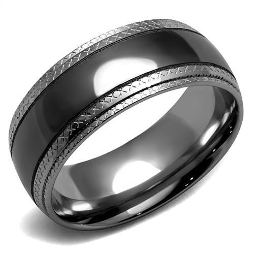 TK2580 - Two Tone IP Light Black (IP Gun) Stainless Steel Ring with No Stone