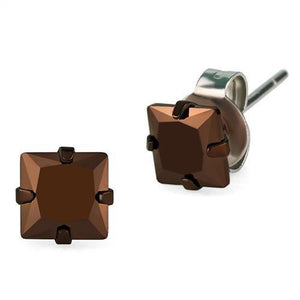 TK2583 - Two Tone IP Light Brown (IP Light coffee) Stainless Steel Earrings with AAA Grade CZ  in Light Coffee