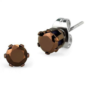 TK2586 - Two Tone IP Light Brown (IP Light coffee) Stainless Steel Earrings with AAA Grade CZ  in Light Coffee