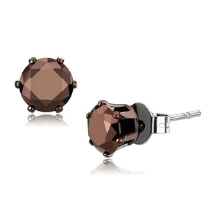 TK2587 - Two Tone IP Light Brown (IP Light coffee) Stainless Steel Earrings with AAA Grade CZ  in Light Coffee