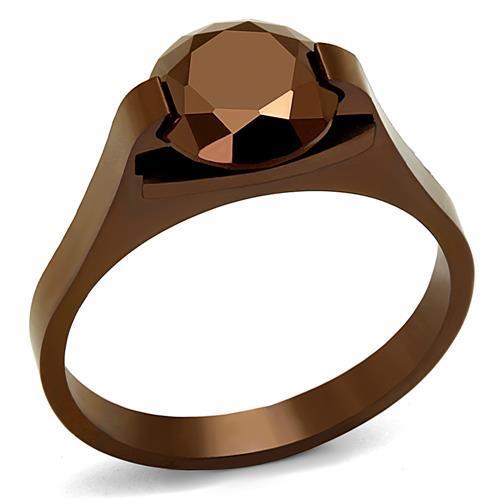 TK2590 IP Coffee light Stainless Steel Ring with AAA Grade CZ in Light Coffee