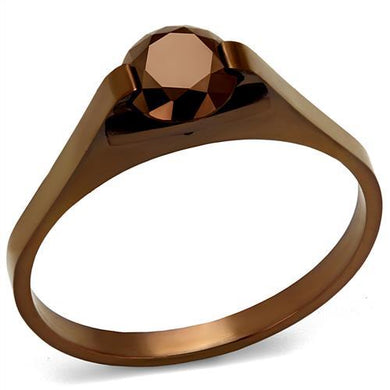 TK2592 - IP Coffee light Stainless Steel Ring with AAA Grade CZ  in Light Coffee