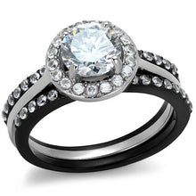 Load image into Gallery viewer, TK2620 - Two-Tone IP Black (Ion Plating) Stainless Steel Ring with AAA Grade CZ  in Clear