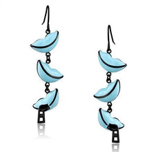 Load image into Gallery viewer, TK2624 - IP Black(Ion Plating) Stainless Steel Earrings with Epoxy  in Sea Blue