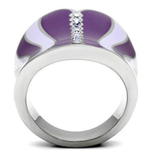 Load image into Gallery viewer, TK262 - High polished (no plating) Stainless Steel Ring with Top Grade Crystal  in Sea Blue