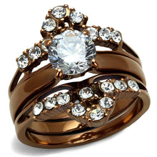 Load image into Gallery viewer, TK2647 - IP Coffee light Stainless Steel Ring with AAA Grade CZ  in Clear