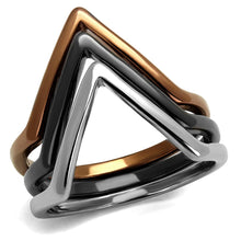 Load image into Gallery viewer, TK2649 - Three Tone (IP Light Coffee &amp; IP Light Black &amp; High Polished) Stainless Steel Ring with No Stone