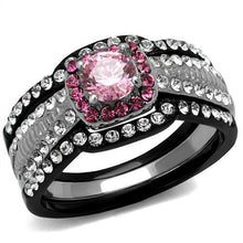 Load image into Gallery viewer, TK2651 - Two-Tone IP Black (Ion Plating) Stainless Steel Ring with AAA Grade CZ  in Light Rose