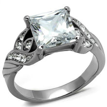 Load image into Gallery viewer, TK2657 - High polished (no plating) Stainless Steel Ring with AAA Grade CZ  in Clear