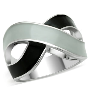 TK265 - Rhodium Stainless Steel Ring with Epoxy  in No Stone