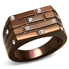 Load image into Gallery viewer, TK2664 - IP Coffee light Stainless Steel Ring with Top Grade Crystal  in Clear