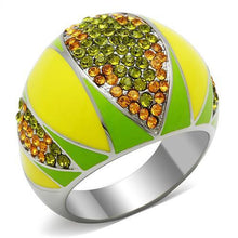 Load image into Gallery viewer, TK266 - High polished (no plating) Stainless Steel Ring with Top Grade Crystal  in Multi Color