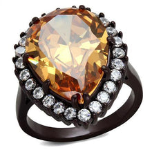 Load image into Gallery viewer, TK2675 - IP Dark Brown (IP coffee) Stainless Steel Ring with AAA Grade CZ  in Champagne