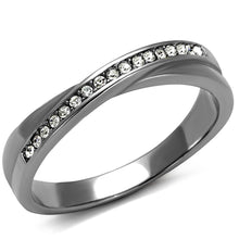 Load image into Gallery viewer, TK2684 - High polished (no plating) Stainless Steel Ring with Top Grade Crystal  in Clear