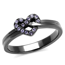 Load image into Gallery viewer, TK2685 - IP Light Black  (IP Gun) Stainless Steel Ring with Top Grade Crystal  in Light Amethyst