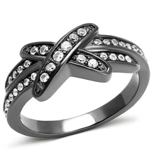 Load image into Gallery viewer, TK2689 - IP Light Black  (IP Gun) Stainless Steel Ring with AAA Grade CZ  in Clear