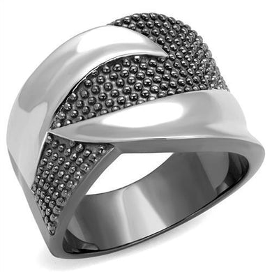 TK2700 - Two Tone IP Light Black (IP Gun) Stainless Steel Ring with No Stone