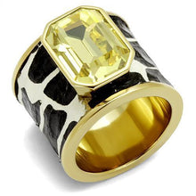 Load image into Gallery viewer, TK2701 - IP Gold(Ion Plating) Stainless Steel Ring with Top Grade Crystal  in Citrine Yellow