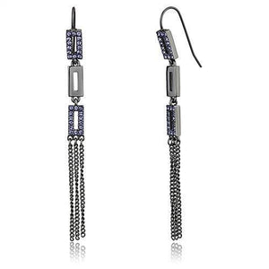 TK2722 - IP Light Black  (IP Gun) Stainless Steel Earrings with Top Grade Crystal  in Tanzanite