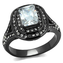 Load image into Gallery viewer, TK2731 - IP Light Black  (IP Gun) Stainless Steel Ring with AAA Grade CZ  in Clear