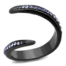 Load image into Gallery viewer, TK2732 - IP Light Black  (IP Gun) Stainless Steel Ring with Top Grade Crystal  in Tanzanite