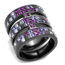Load image into Gallery viewer, TK2734 - IP Light Black  (IP Gun) Stainless Steel Ring with Top Grade Crystal  in Multi Color
