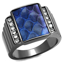 Load image into Gallery viewer, TK2736 - IP Light Black  (IP Gun) Stainless Steel Ring with Leather  in Montana