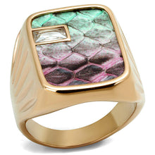 Load image into Gallery viewer, TK2737 - IP Rose Gold(Ion Plating) Stainless Steel Ring with Leather  in Multi Color