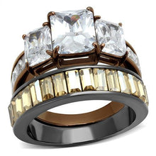 Load image into Gallery viewer, TK2747 - IP Light Black &amp; IP Light coffee Stainless Steel Ring with AAA Grade CZ  in Clear