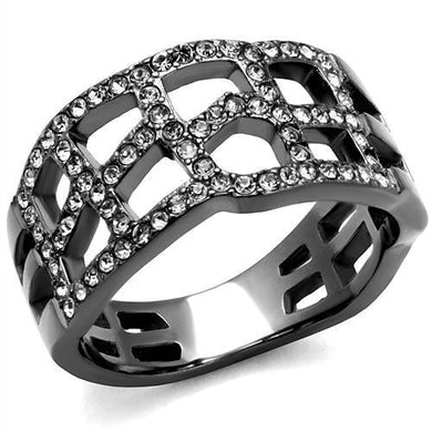 TK2753 - IP Light Black  (IP Gun) Stainless Steel Ring with Top Grade Crystal  in Black Diamond