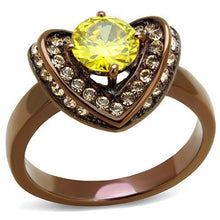 Load image into Gallery viewer, TK2762 - IP Coffee light Stainless Steel Ring with AAA Grade CZ  in Topaz