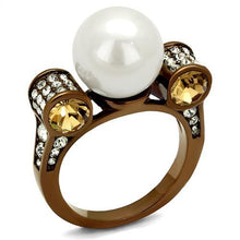 Load image into Gallery viewer, TK2774 - IP Coffee light Stainless Steel Ring with Synthetic Pearl in White