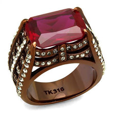 Load image into Gallery viewer, TK2779 - IP Coffee light Stainless Steel Ring with Synthetic Synthetic Glass in Garnet