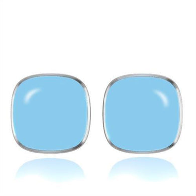 TK277 - High polished (no plating) Stainless Steel Earrings with Epoxy  in No Stone