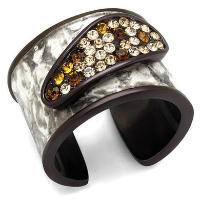 TK2781 - IP Dark Brown (IP coffee) Stainless Steel Ring with Top Grade Crystal  in Multi Color
